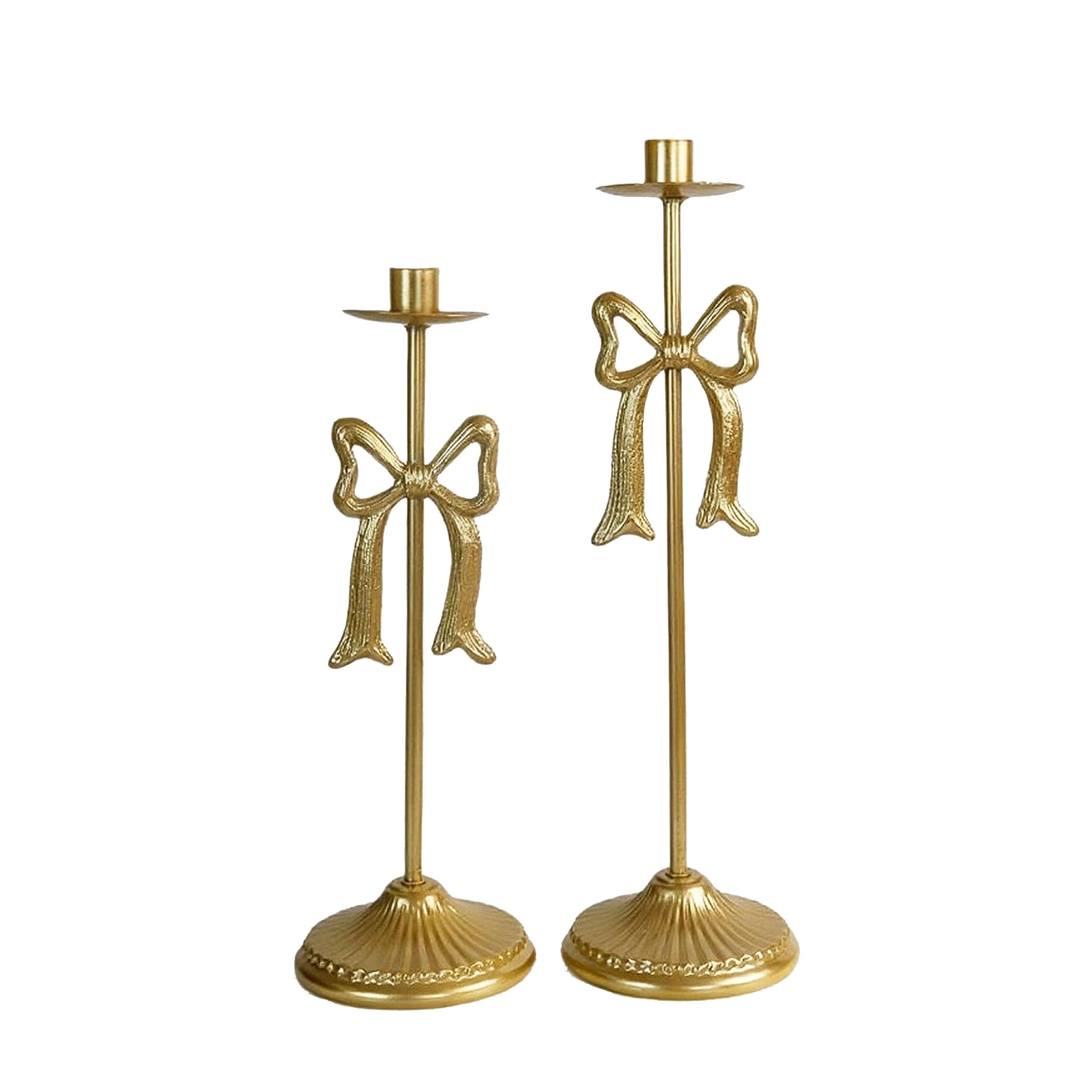 Gold Bow Candle Holder Set of 2,Iron Taper Candle Holders Candle Sticks Holder Decor Candlesticks... | Amazon (US)