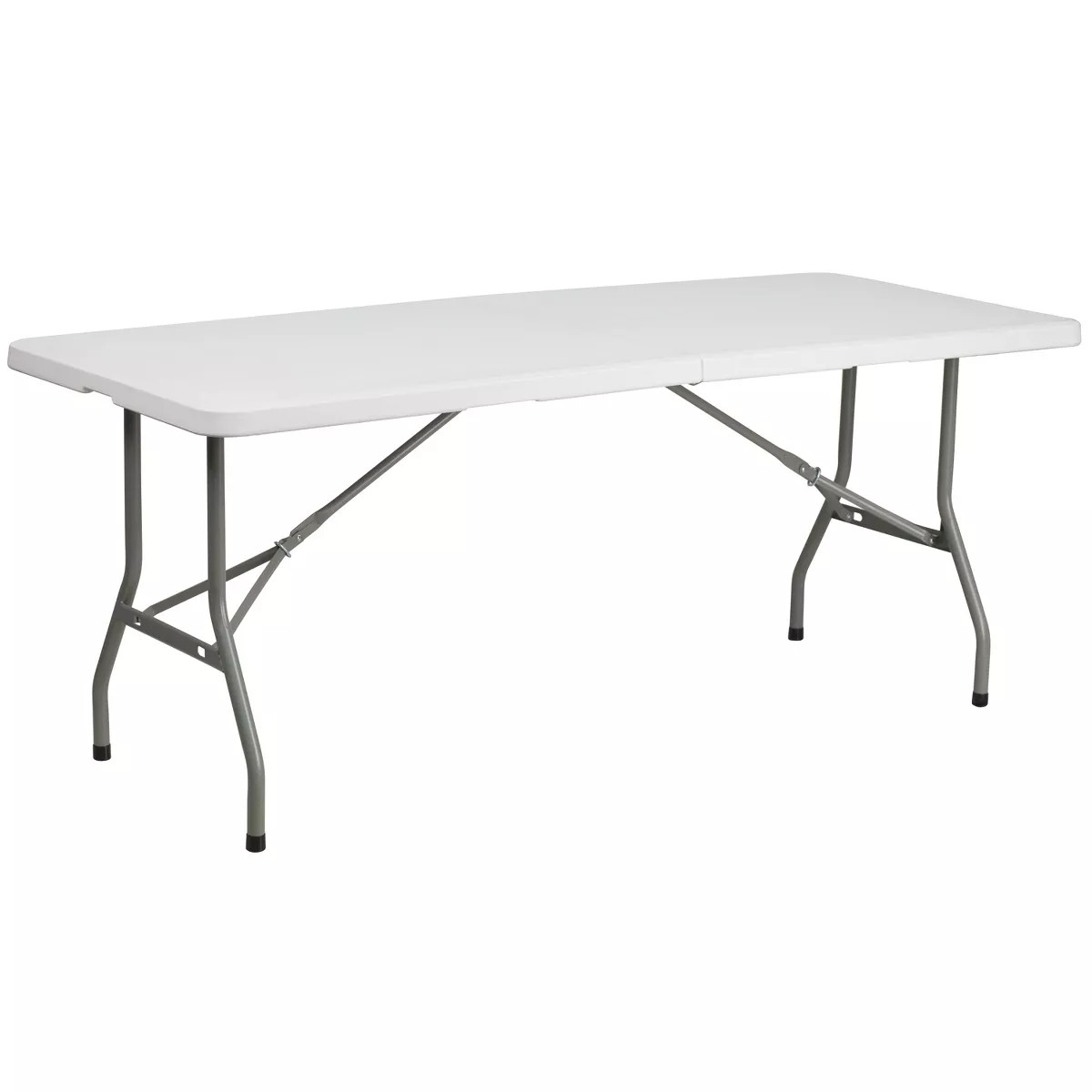 Emma and Oliver 6-Foot Bi-Fold Granite White Plastic Folding Table with Carrying Handle | Target