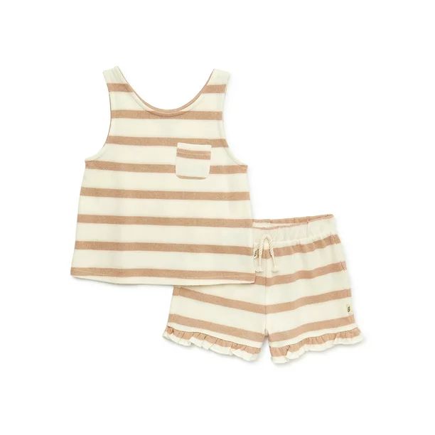 easy-peasy Baby and Toddler Girls Pocket Tank Top and Ruffle Short Sets, 2-Piece, Sizes 12M-5T | Walmart (US)