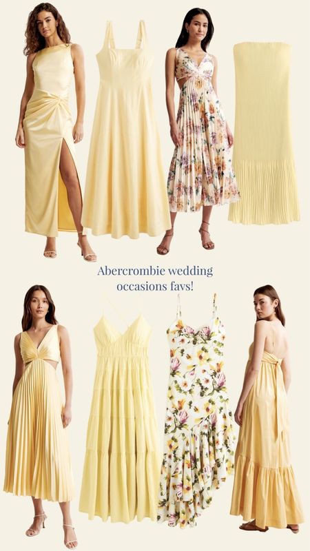 @Abercrombie wedding
shop is SO GOOD
#AbercrombiePartner!
Stunning yellow options for
wedding guest, shower guest
and bridal related occasions!
I'm 5'4 and wear a xxs.
Regular length fit me best
especially when I added a
little kitten heel!