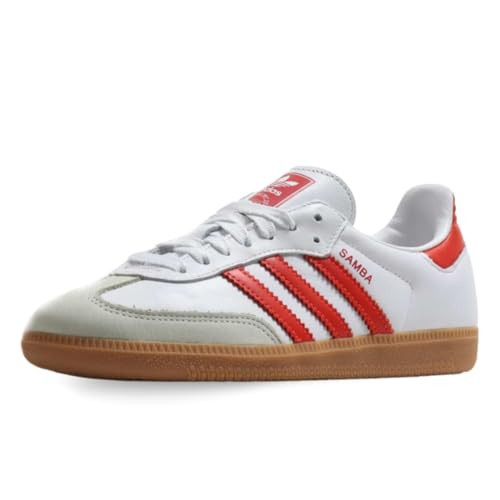 adidas Samba OG WMNS Shoes, Cloud White/Solar Red/Off White, Size 10 | Amazon (US)