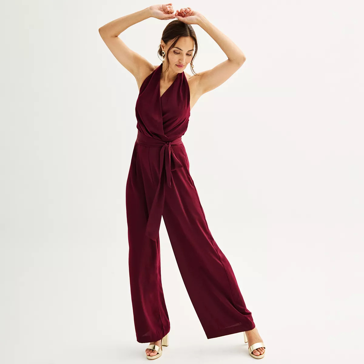 Women's Nine West Wide Leg Halter Jumpsuit | Kohl's