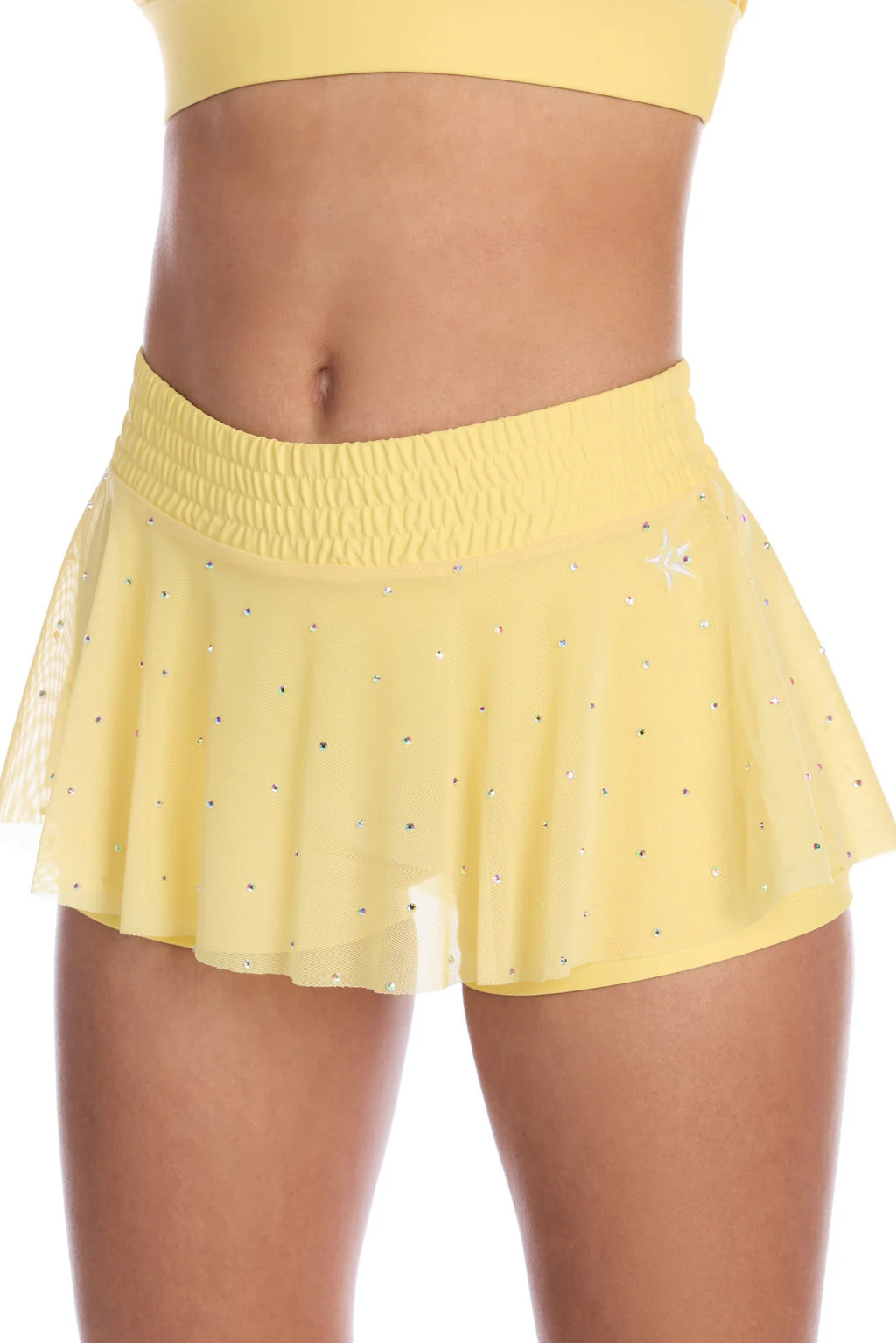 Mesh Overlay Skirt in Butter Yellow | Rebel Athletic