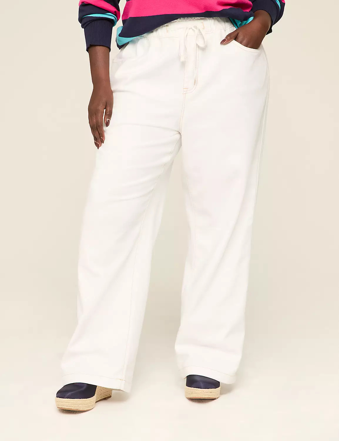 Pull-On High-Rise Knit Denim Straight Leg Jean | Lane Bryant (US)