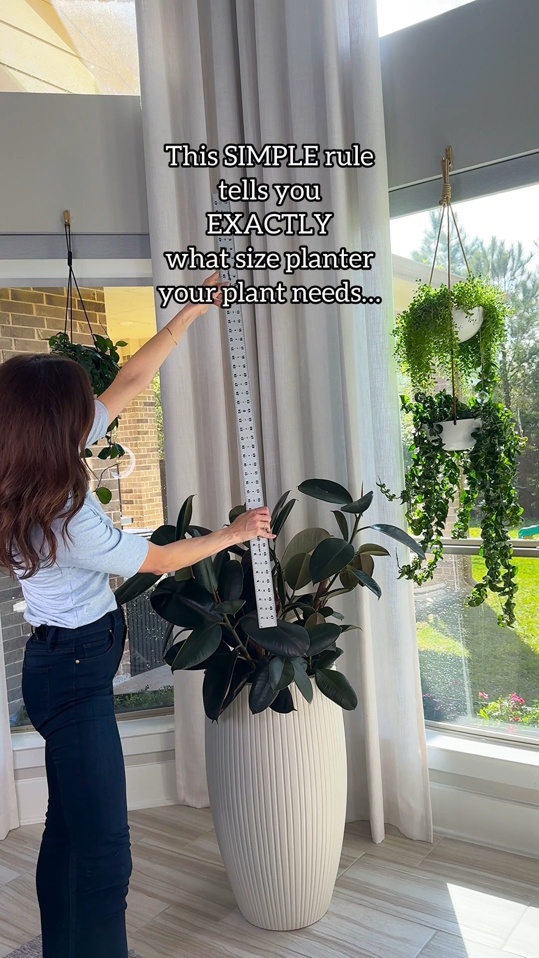Most people don’t realize that the size of the pot can completely change how a plant looks in a space.

A simple rule I follow.
Choose a pot that’s about 1/3 the height of the plant.

My 80 inch Bird of Paradise works perfectly with this planter, and the proportions are well balanced.

Save this tip for when you’re picking containers for your plants.

#plantcare #birdofparadiseplant #indoorplants #plantstyling #houseplantcare

plant to planter ratio | how to choose the right planter size | bird of paradise planter size | planter sizing rule for plants | indoor plant styling tips

#LTKmomlife #LTKHome #LTKU