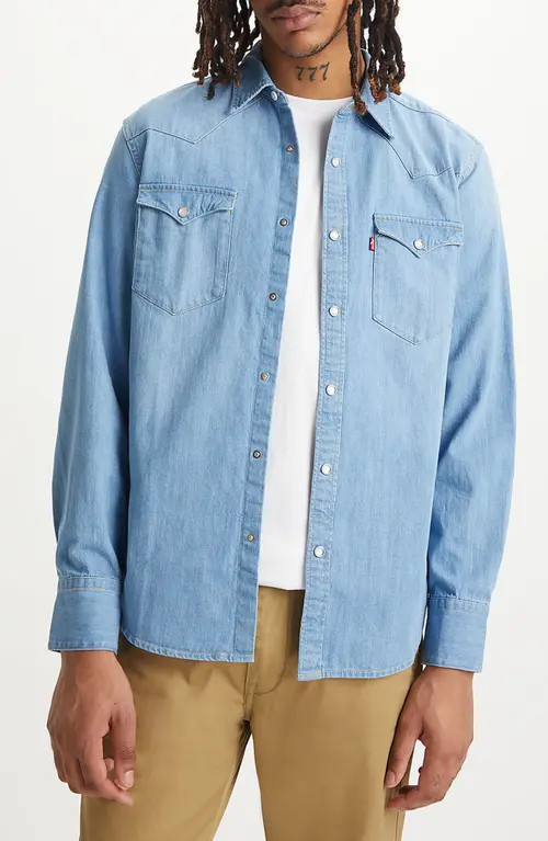 levi's Barstow Western Standard Snap Front Shirt in Esta Noche at Nordstrom, Size Large | Nordstrom