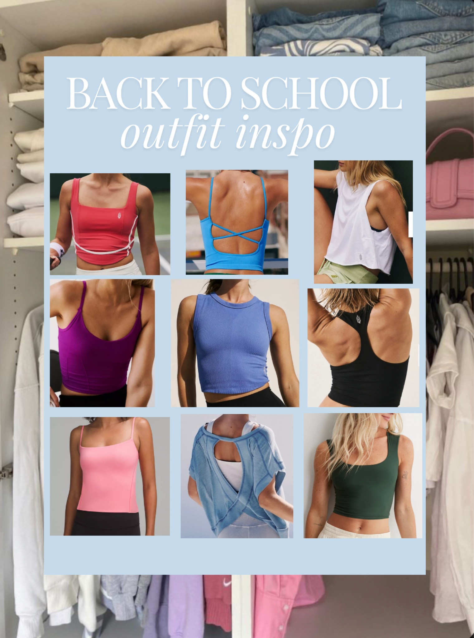back to school season is upon us! here are some cute, comfy, essential back to school tops and tanks to get you through the hot months of back to school! College outfits, preppy, back-to-school, college class outfits, lululemon, alo, fp movement, free people movement, cute and causal 

#backtoschool #collegeoutfits #collegeclassoutfits #athleisure 


#LTKU #LTKFindsUnder50 #LTKFitness