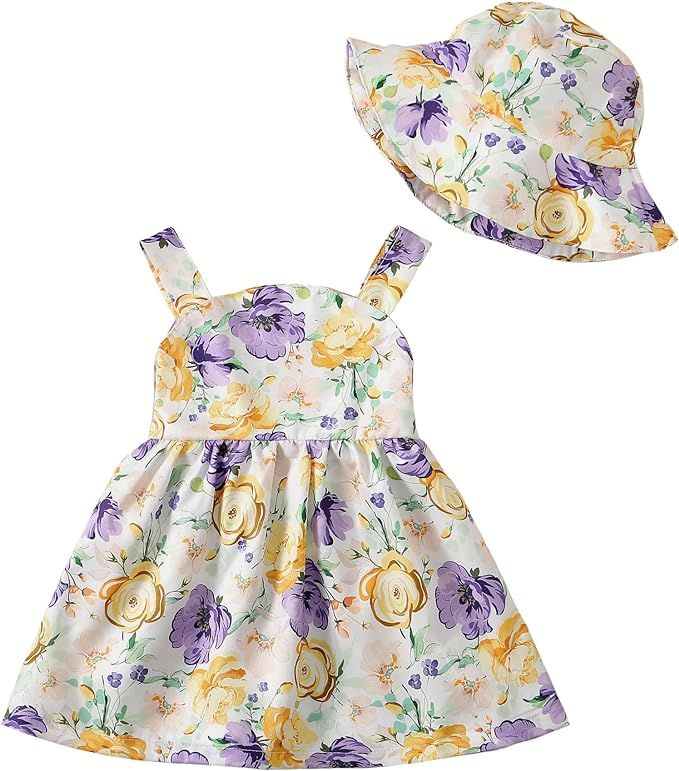 Newborn Infant Baby Girl Dress Toddler Girl Clothes Halter Backless Sleeveless Flower Sundress Su... | Amazon (US)