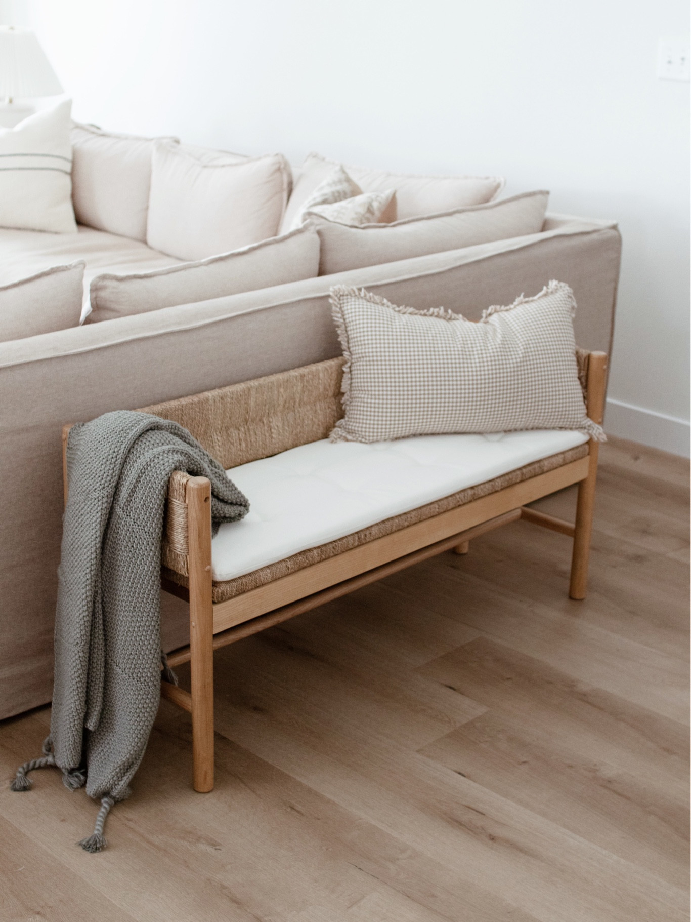 Elden Wood Bench with Woven Back … curated on LTK