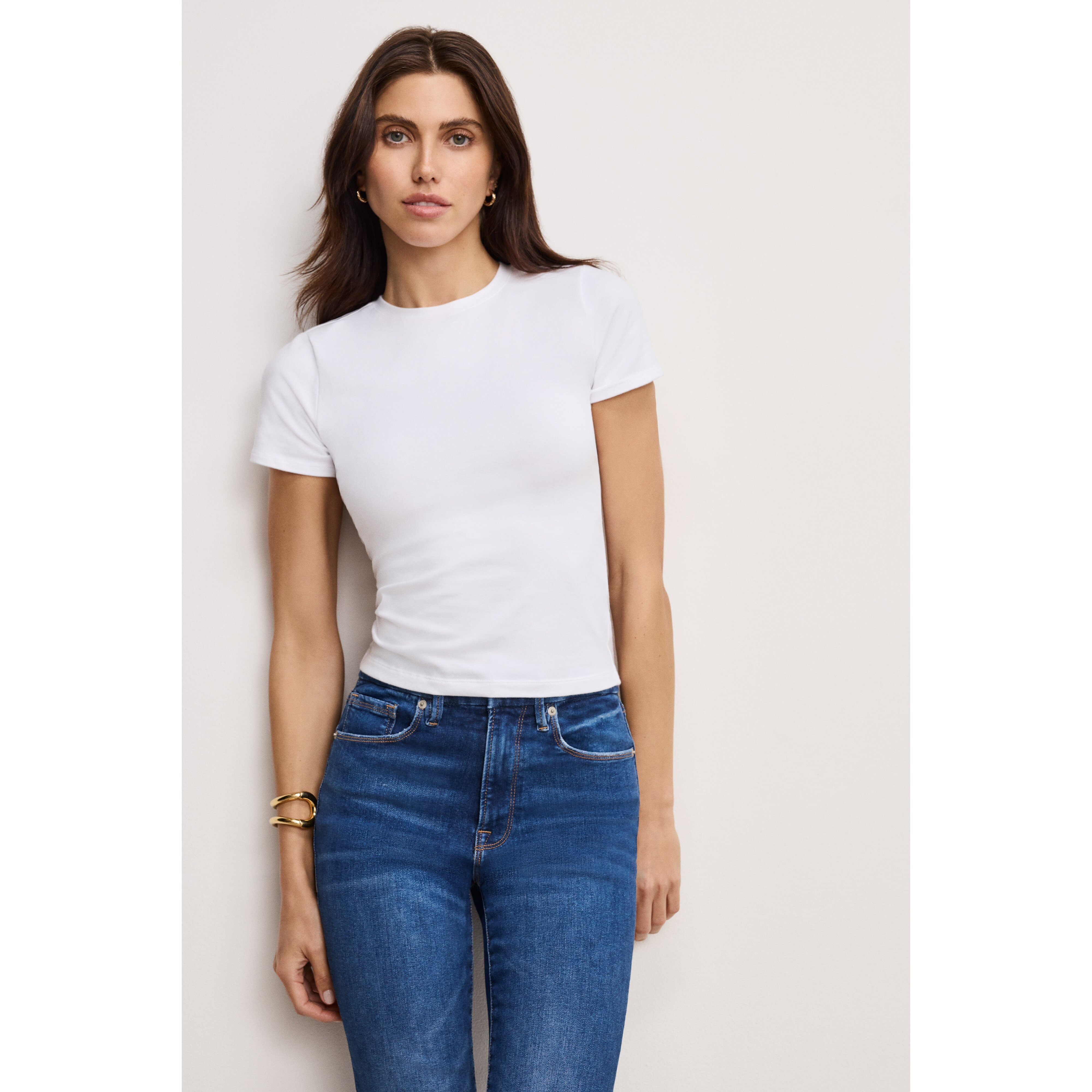 Women's Super Stretch Baby T-Shirt | White, Size 3XL | Good American by Khlo� Kardashian | Good American