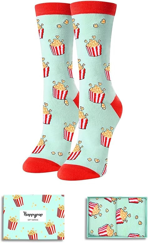 HAPPYPOP Funny Socks for Women Teen Girls - Pickle Cookie Popcorn Gifts Donut Pizza Taco Socks | Amazon (US)