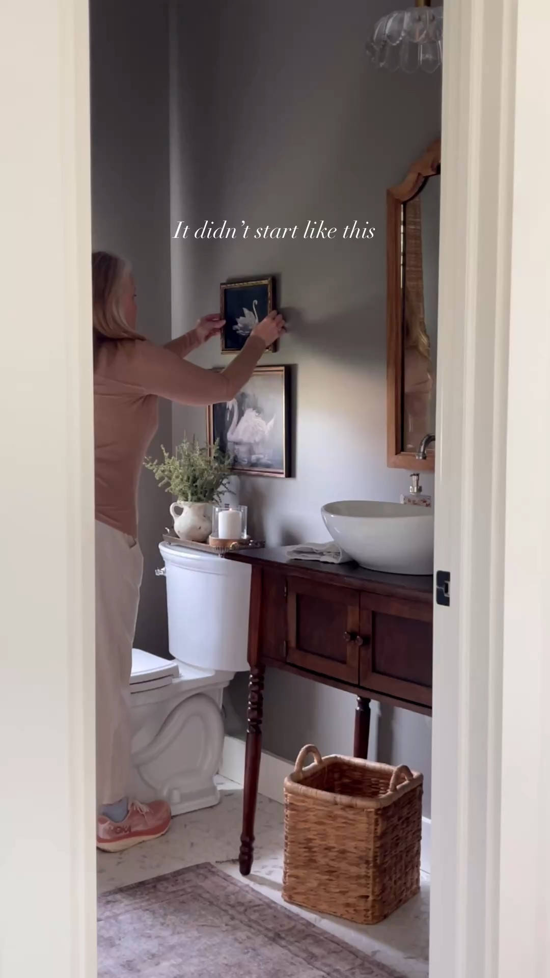 A half bath transformation from studs to styled layers - built slowly, sourced thoughtfully, and finished with collected details that make it feel lived in.

Wall color is Benjamin Moore’s Smoked Truffle

#LTKHome #LTKdayinmylife