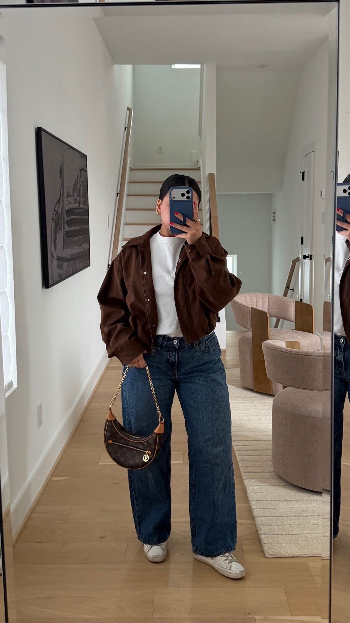 Tee: small
Jacket: small
Jeans: 26 short 
Sneakers: 26 
LV loop bag

#LTKootd #LTKgrwm #LTKSeasonal