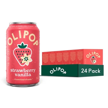 (6 pack) OLIPOP Prebiotic Soda, Strawberry Vanilla, 12 fl oz, 4 Pack, Pantry Packs (24 Total Cans) | Walmart (US)