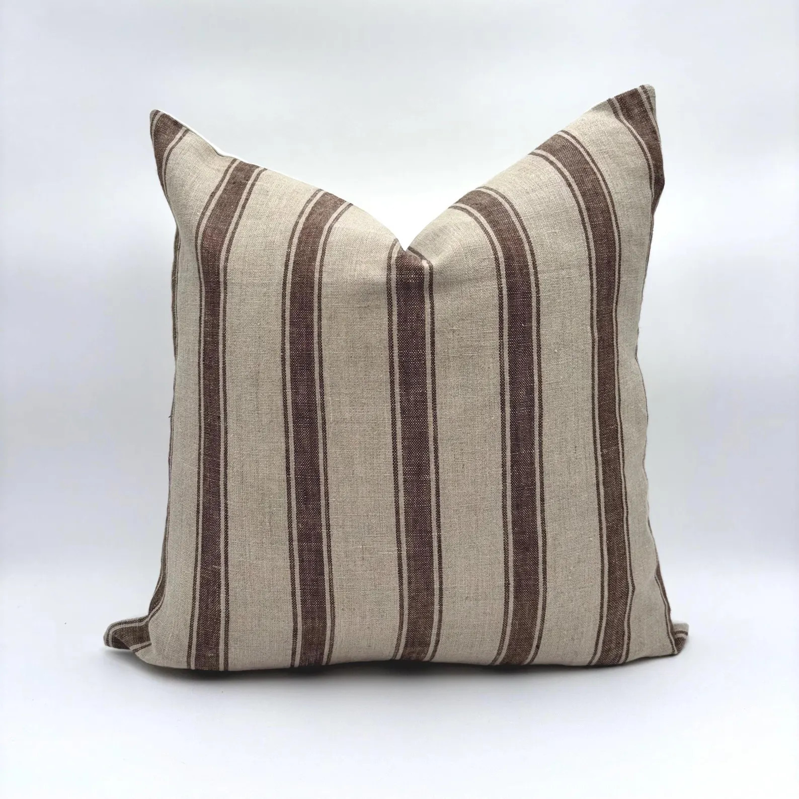 Stripe Pillow cover Stripe lumbar Housewarming Gift Linen Pillow Cover Brown Stripe Throw Pillow ... | Etsy (Global)