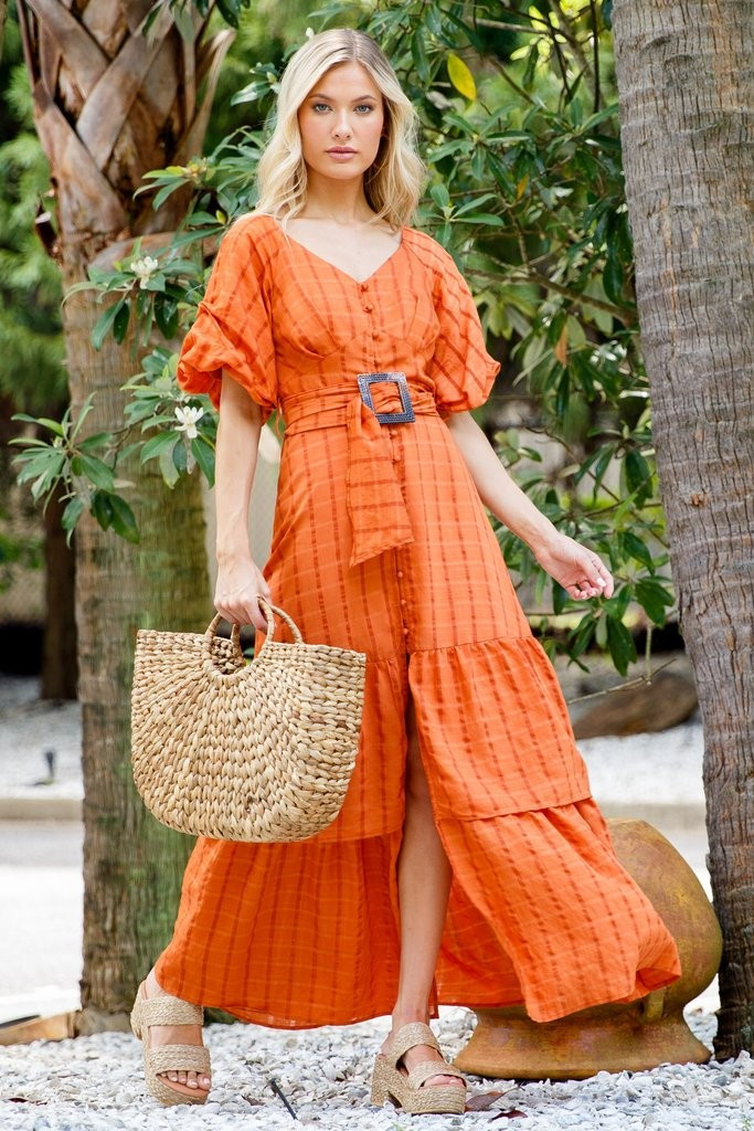 Take This Dance Apricot Orange Print Maxi Dress | Red Dress 