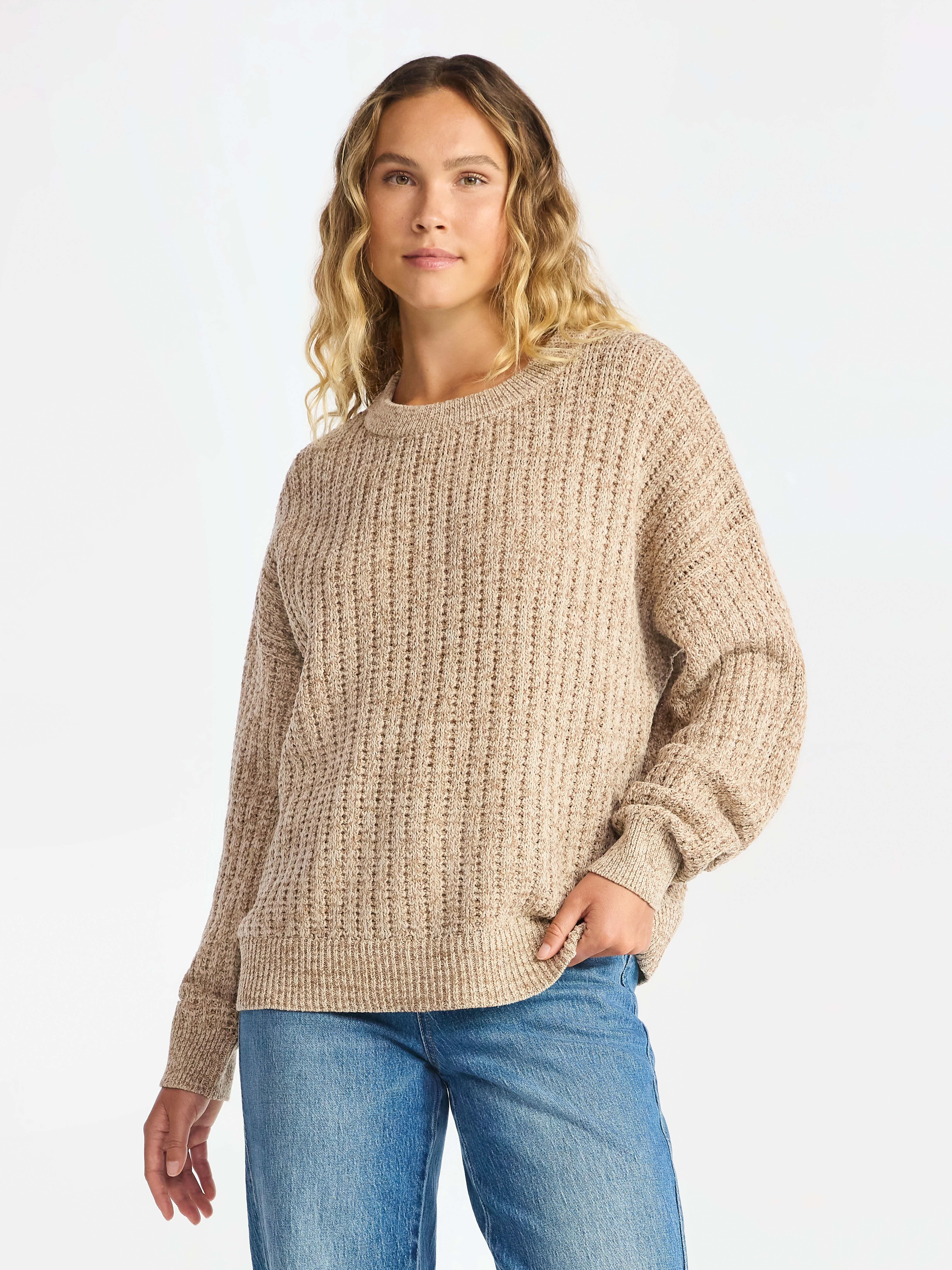 Time and Tru Women's and Women’s Plus Textured Stitch Sweater, Midweight, Sizes XS-4X | Walmart (US)