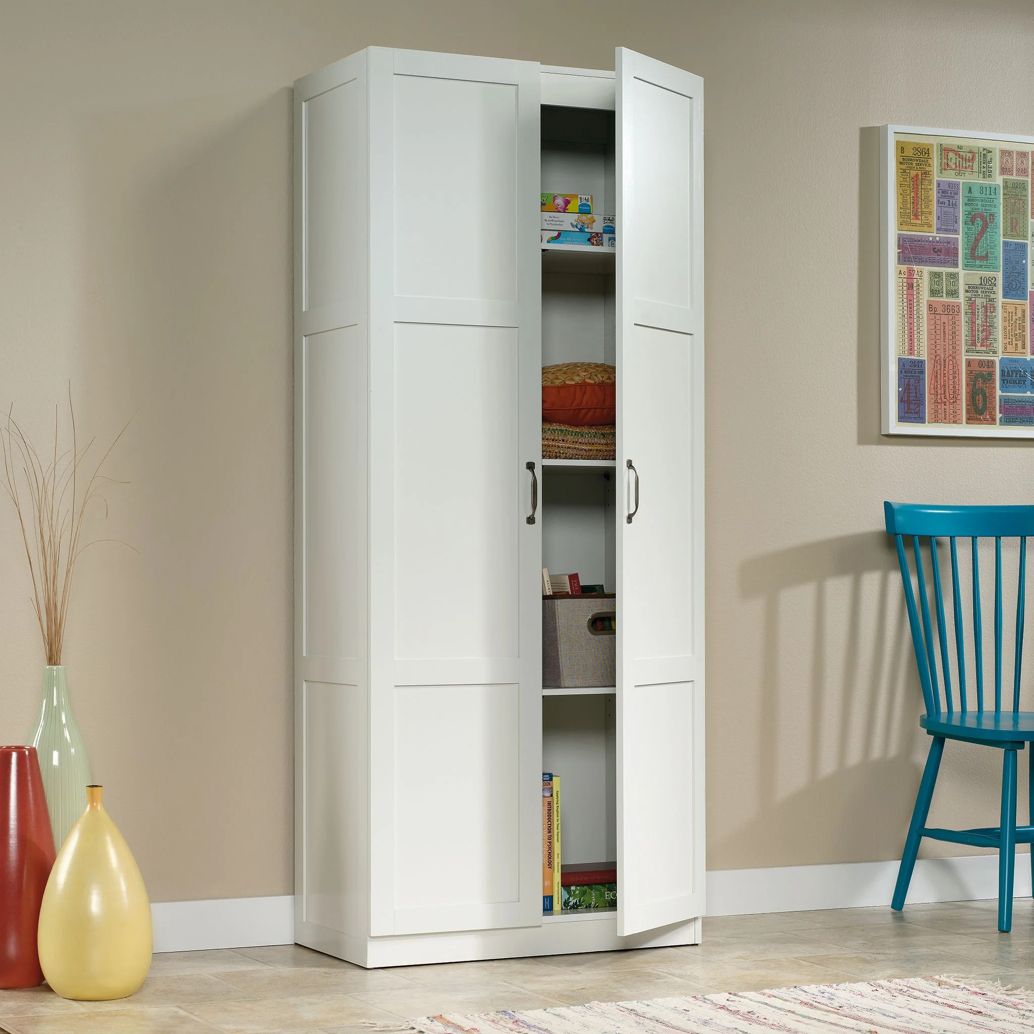 Sauder Select 2-Door Tall Storage Cabinet, White Finish - Walmart.com | Walmart (US)