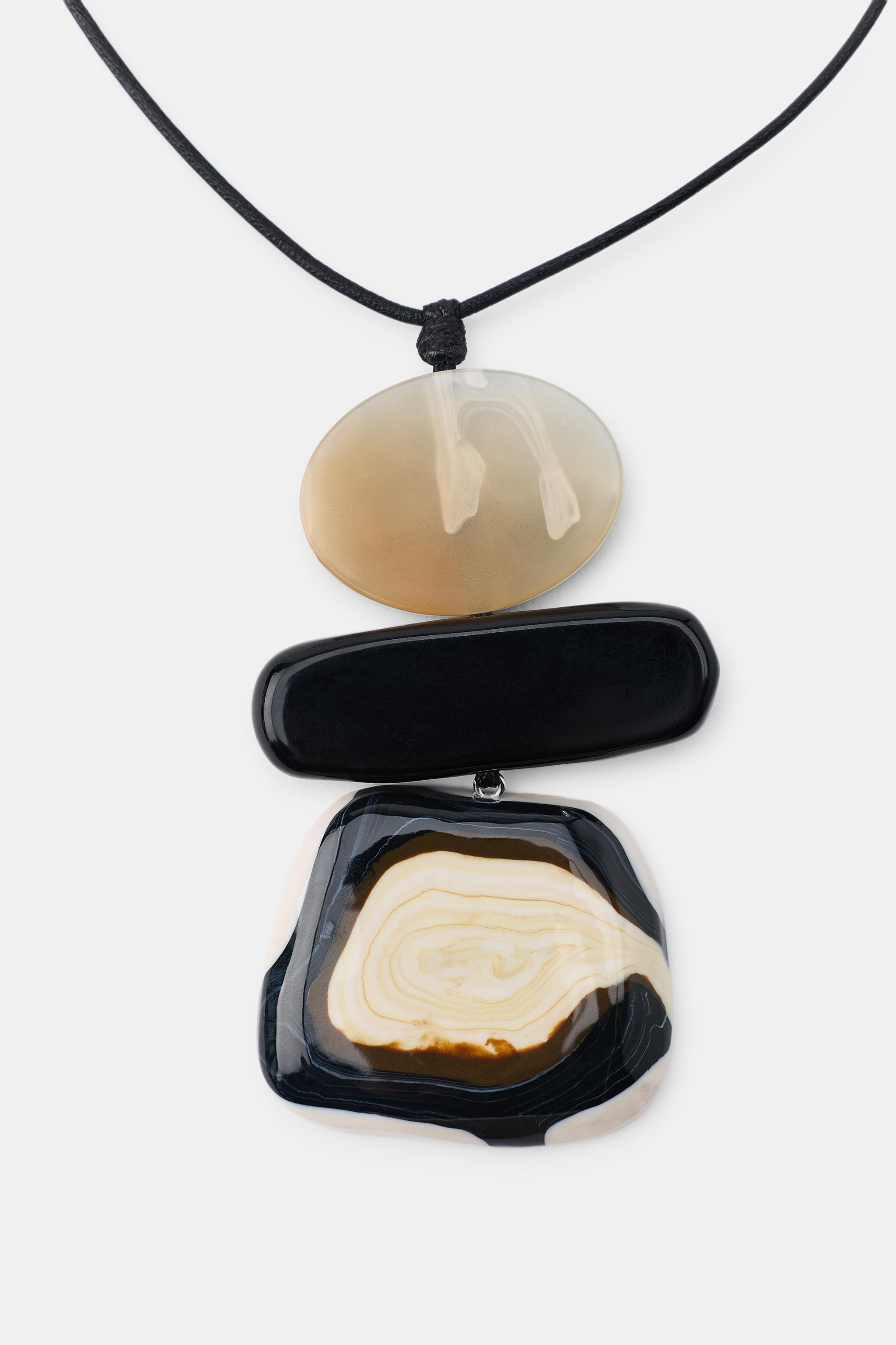 LEATHER RESIN CORD NECKLACE | Zara US