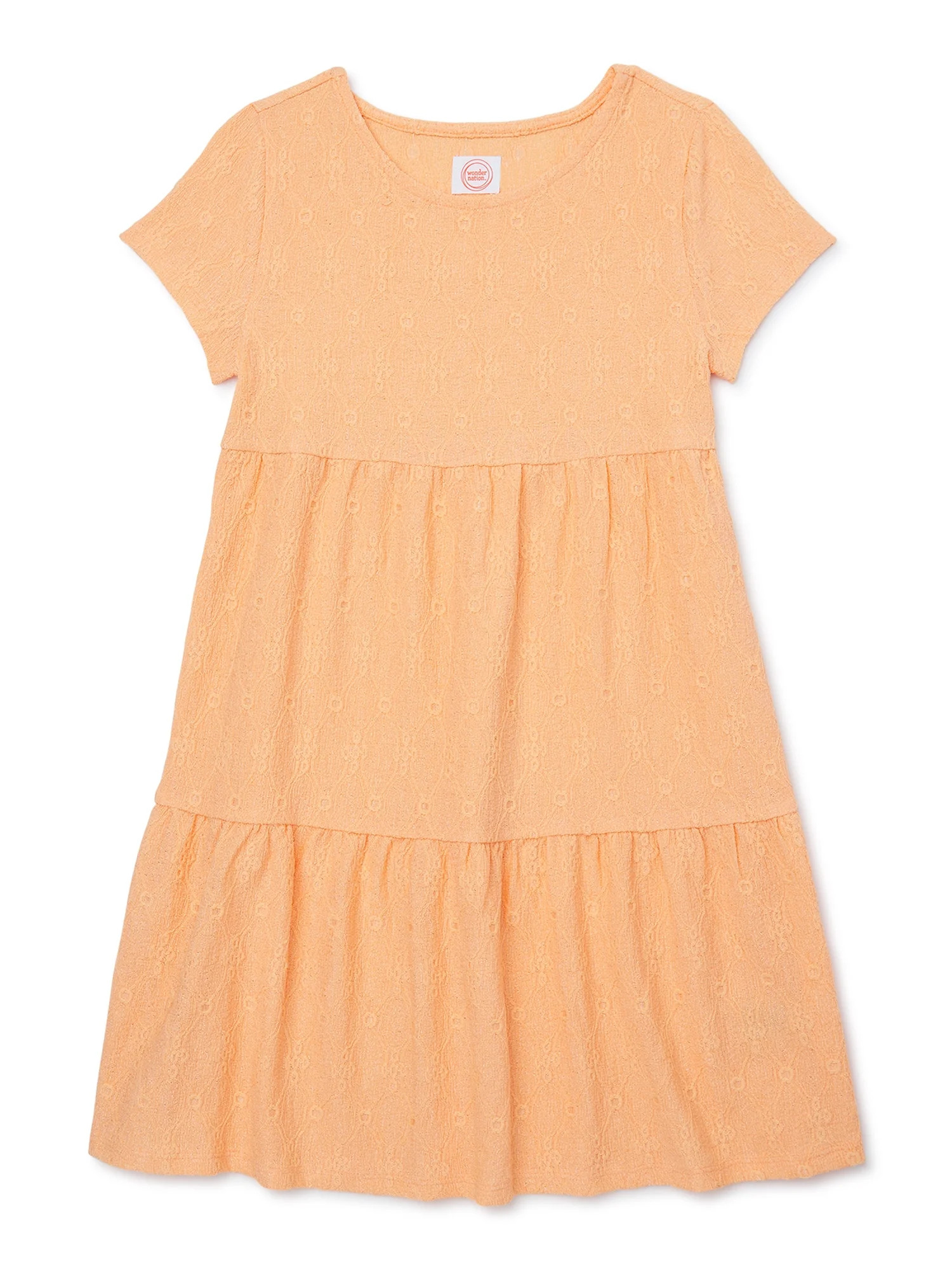 Wonder Nation Girls Tiered Eyelet Dress with Short Sleeves, Size 4-18 & Plus - Walmart.com | Walmart (US)