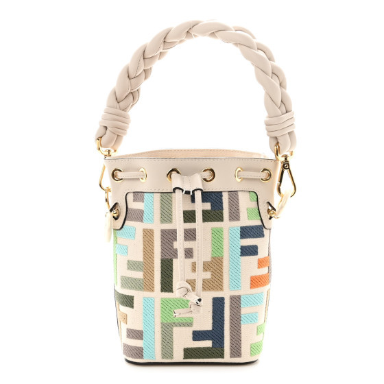 Canvas Vitello Grace F is Fendi FF Multicolor Embroidered Mini Mon Tresor Bucket Bag Grezzo Multi... | FASHIONPHILE (US)