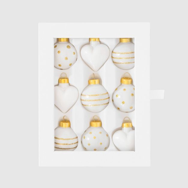 9ct Glass Ornament Set Gold/White - Sugar Paper™ + Target | Target