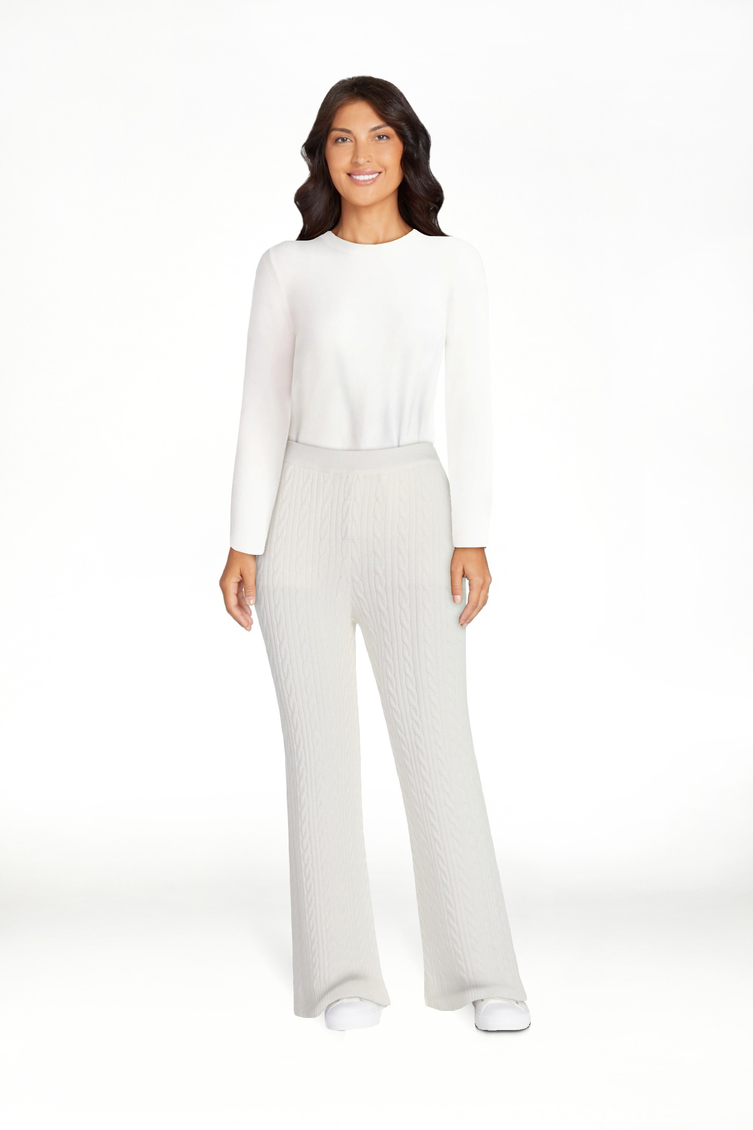 Free Assembly Women's Cozy Yarn Wide Leg Cable Knit Sweater Pants, Size XS-XXL | Walmart (US)