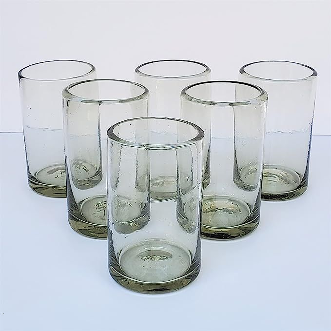 Mexican Blown Glass Drinking Glasses Clear (Set of 6) | Amazon (US)