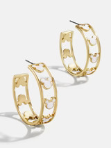 Mickey Mouse Disney Hoop Earrings - White/Gold | BaubleBar (US)