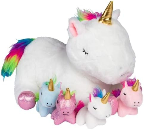 PixieCrush Unicorn Stuffed Animals for Girls, Set of 5 - Mommy with Babies - Magical Giant Stuffe... | Amazon (US)