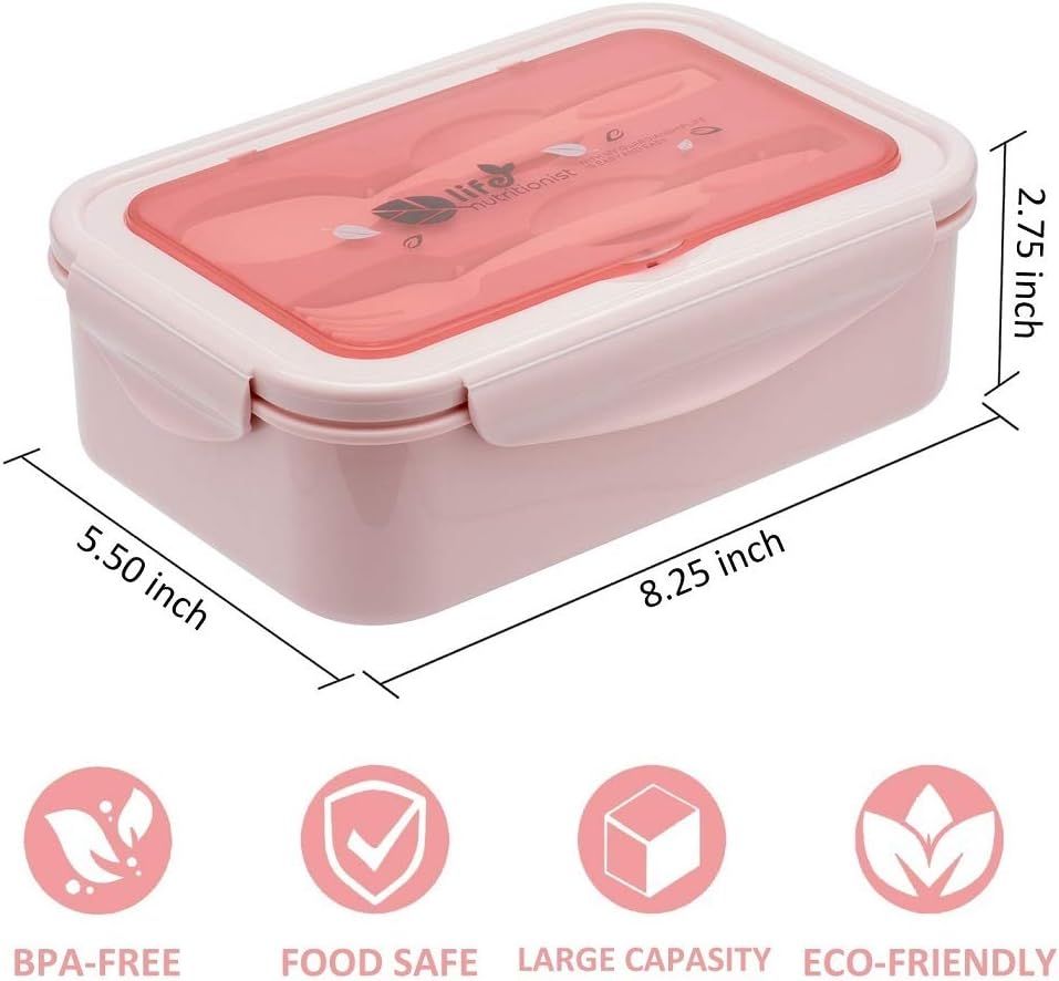 LOVINA Bento Boxes for Adults - 1100 ML Bento Lunch Box For Kids Childrens With Spoon & Fork - Du... | Amazon (US)