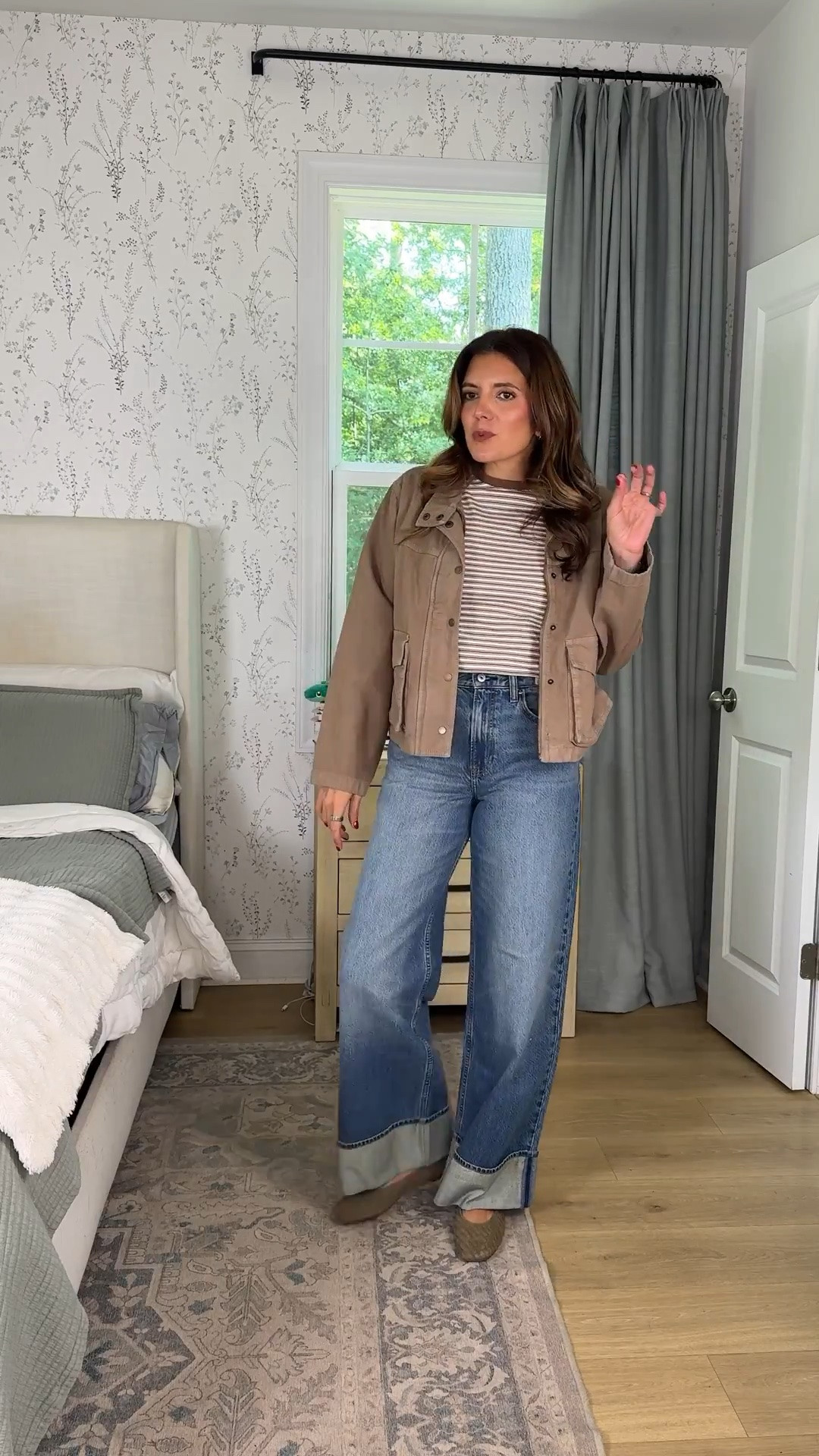Abercrombie cool mom outfit with the cutest cuffed jeans and jacket! I’m 5’7” in a size small jacket and top, 27 tall in jeans.

#LTKTall #LTKOver40