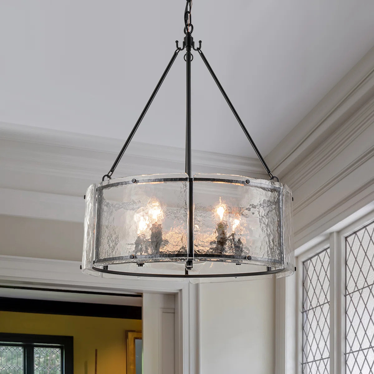 Jairdan 5-Light Dimmable Ripple Glass Drum Chandelier | Wayfair North America