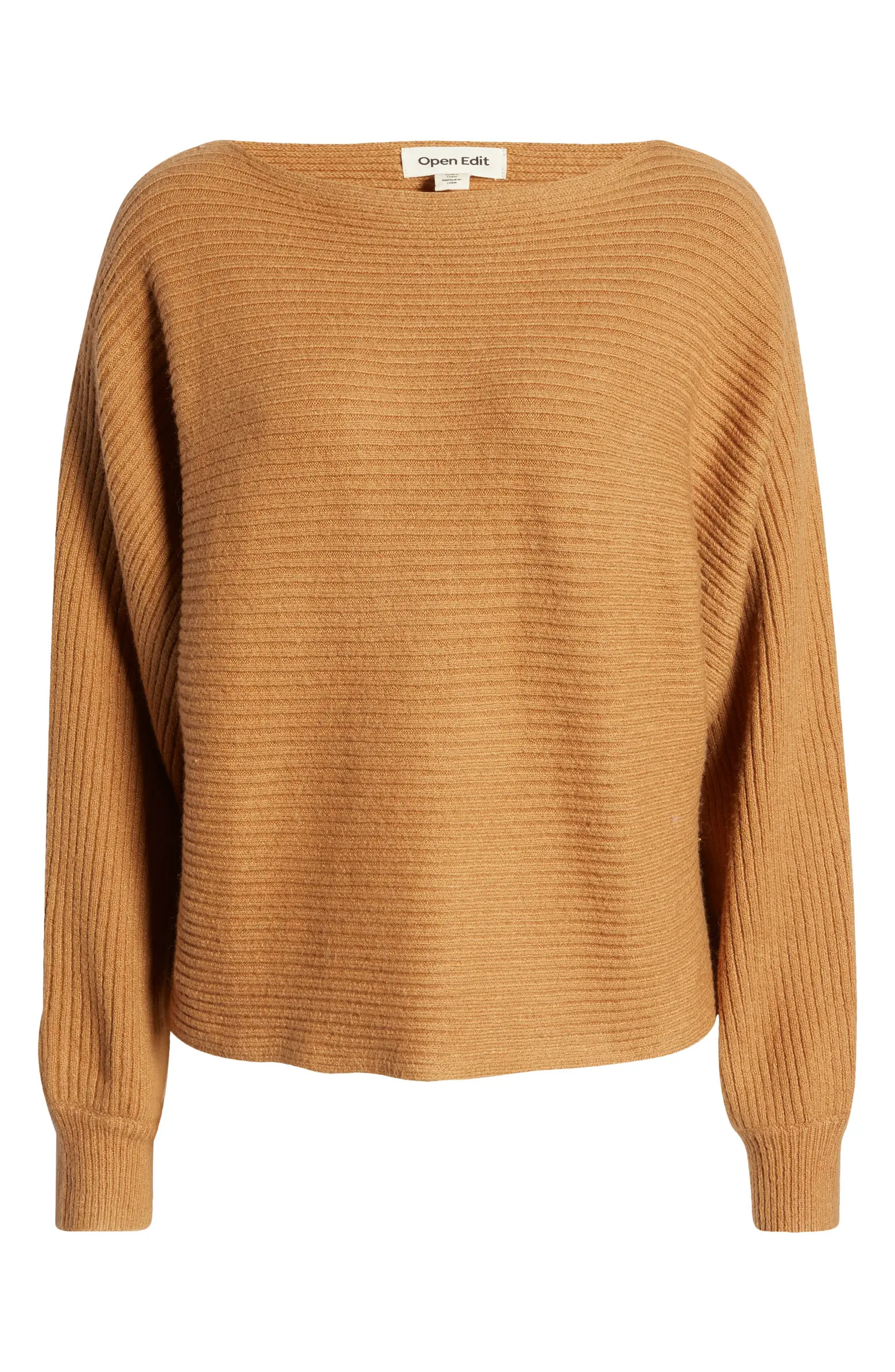 Rib Dolman Sleeve Cotton Blend Sweater | Nordstrom