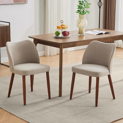 Dining Chair Set of 2, Linen Upholstered Kitchen Chair with Padded Seat, Mid Century Style for Dining Room, Living Room, Coffee Bar | Target