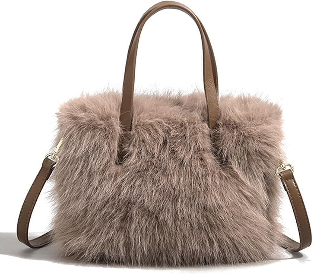 Fluffy Furry Tote Bag for Women Cute Fur Purse Large Soft Crossbody Bag Faux Fur Shoulder Bag Y2K... | Amazon (CA)