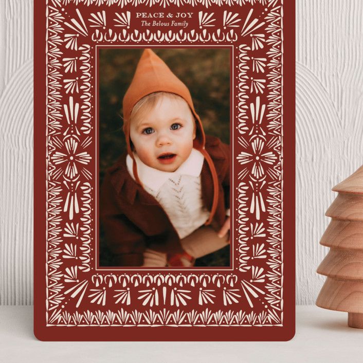 "Pysanky" - Customizable Grand Holiday Cards in Brown or Red by Meagan Christensen. | Minted