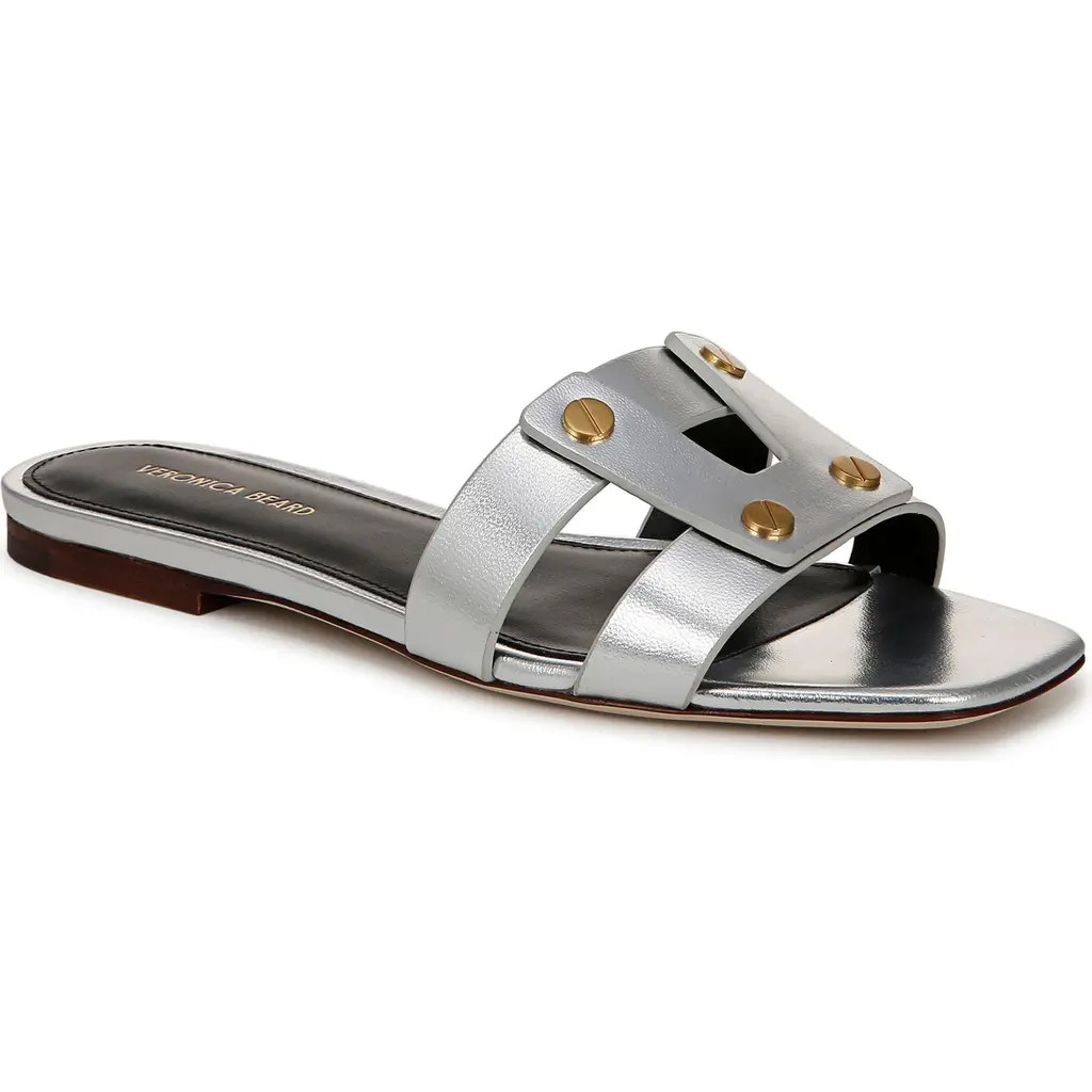Veronica Beard Via Slide Sandal in Silver at Nordstrom, Size 7 | Nordstrom