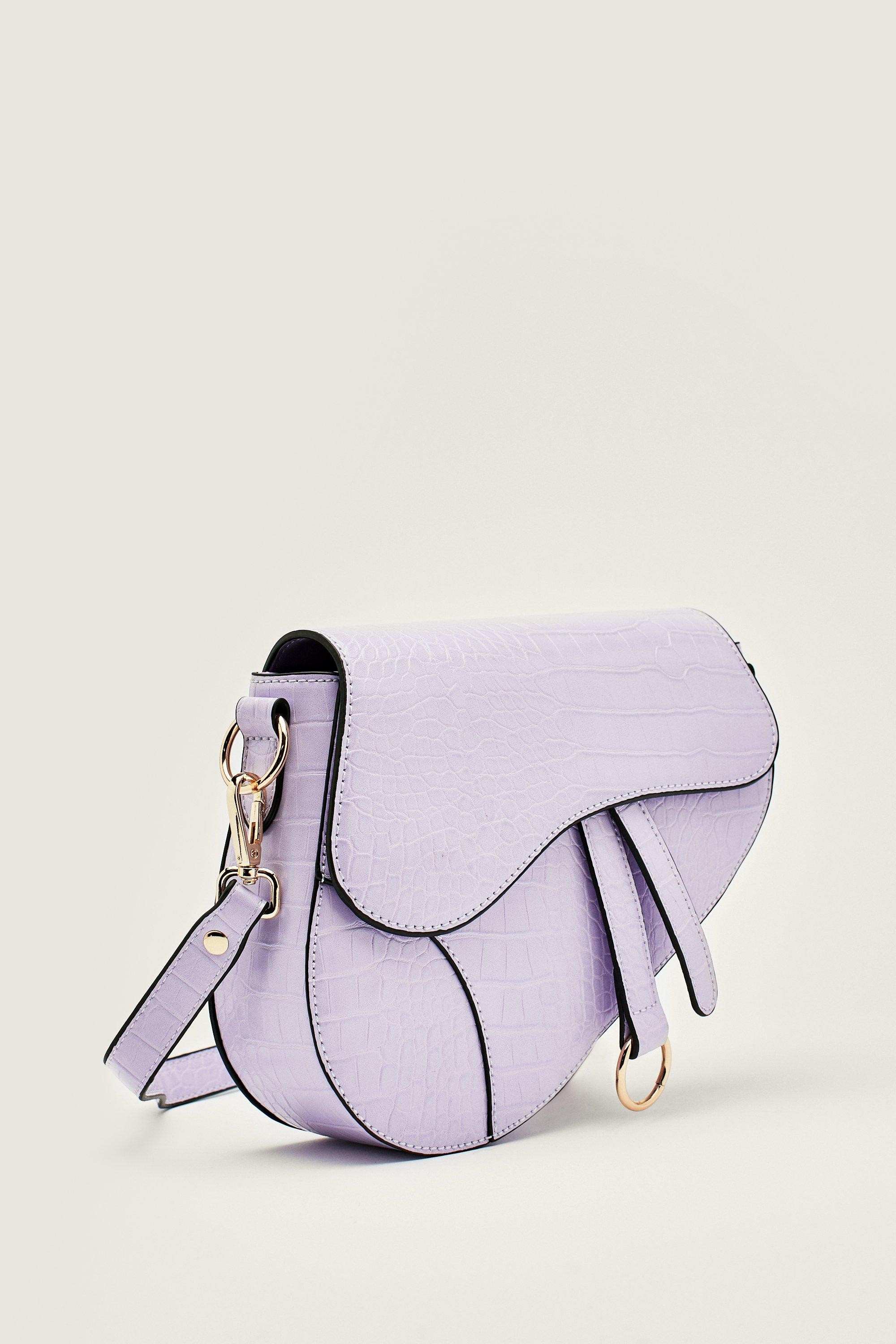 Faux Leather Croc Saddle Shoulder Bag | Nasty Gal (US)