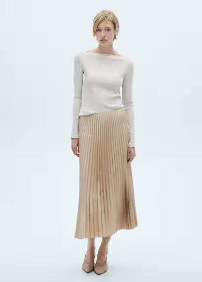 Pleated long skirt light/pastel grey - Women - M - MANGO | Mango (US/MX/AU)