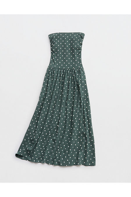 Aerie Happiest Tube Midi Dress Women's Royal Palm XXS | Aerie