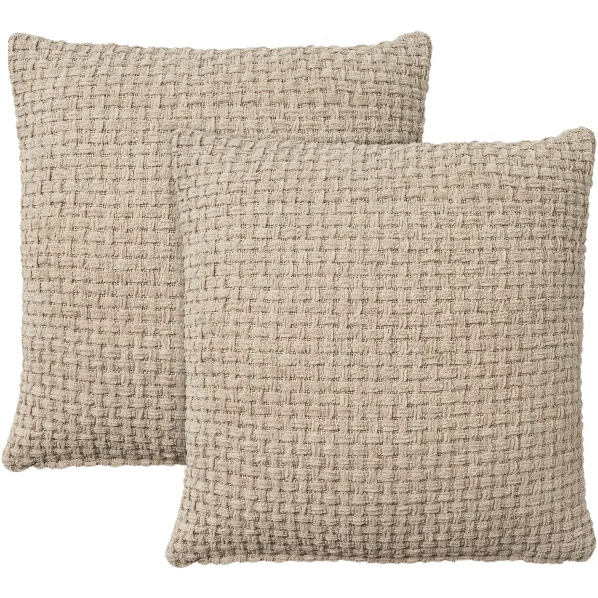 Mina Victory Lifestyle Woven Chenille 18" x 18" Set of 2 Indoor Throw Pillow Beige | Target