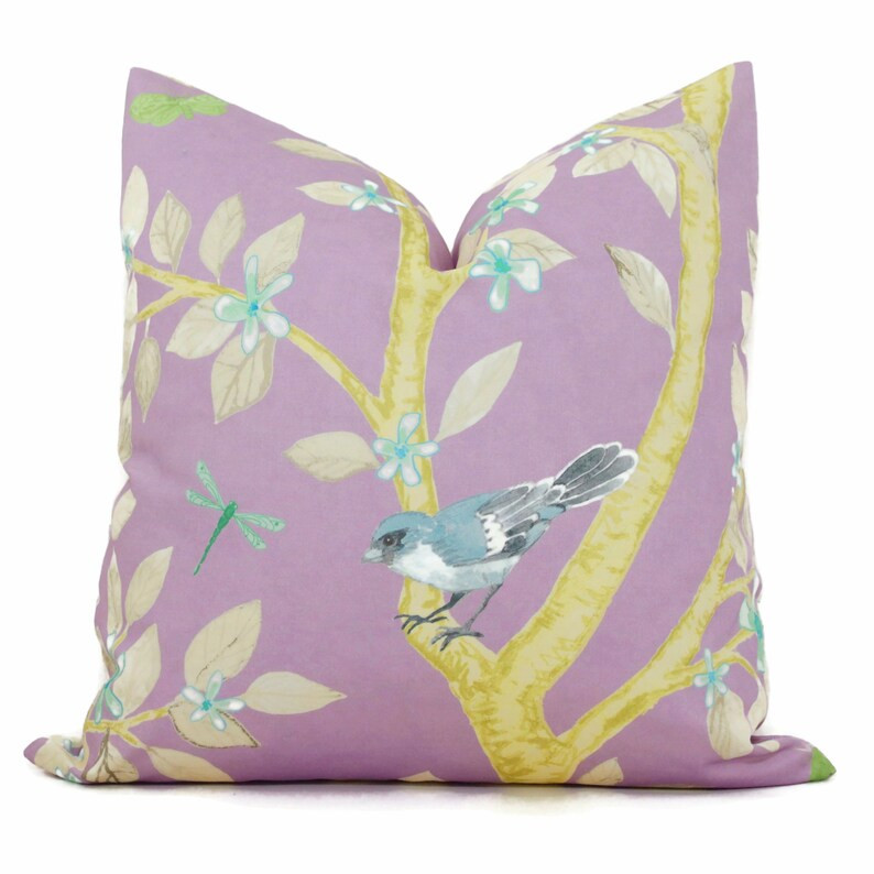 Lilac Purple Chinoiserie Decorative Pillow Cover, Throw Pillow, Accent Pillow, Pillow Sham Cherry... | Etsy (US)