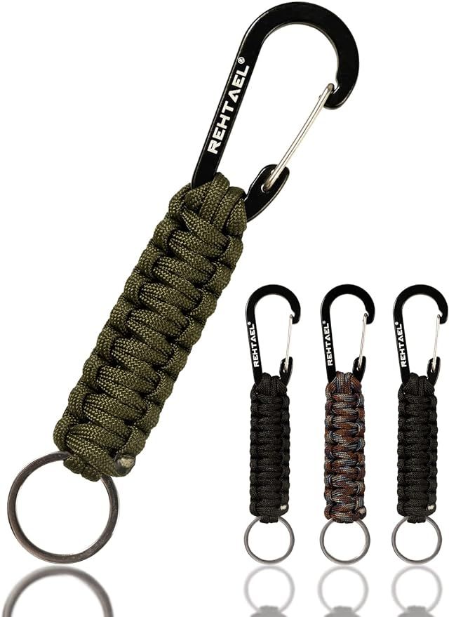 REHTAEL Paracord Keychain with Carabiner- Military Braided Paracord Carabiner Keychain Clip with ... | Amazon (US)