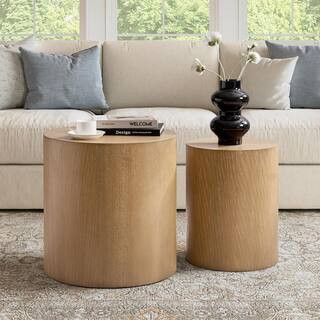 Lisa 20 in. Natural Round Wood End Table with No Assembly Required | The Home Depot