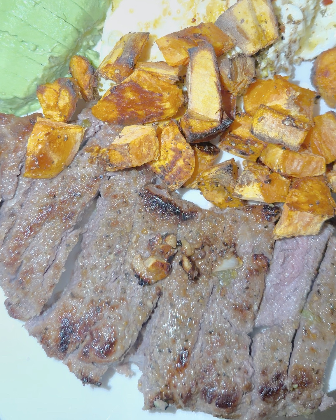 Hubby request steak and eggs for brunch today! I’m not the biggest egg fan (outside of breakfast sandwiches), but I actually really enjoyed these. Swipe for my favorite #pans that are on sale! Recipe 👇🏽

1. Melt butter in a pan.
2. Add a little of the oil from a jar of sun-dried tomatoes.
3. Add pesto and spread around.
4. Add a dash of red pepper flakes.
5. Crack eggs and poke the yolk so it flattens! 
6. Cook until not yolky lol. 
7. Flip for another minute.

I diced sweet potatoes and added avocado oil, salt, pepper, and paprika and baked at 400 for 20 minutes.

Steak was made stovetop with the seasoning linked, along with pepper, onion powder, and fresh garlic. Avocado oil on the pan to start. Finished by broiling in the oven for 2 minutes on high to give it more of a fresh off the grill taste.

#breakfast #recipes #breakfastrecipes #steakandeggs 

#LTKfoodie #LTKdayinmylife #LTKmorningroutine