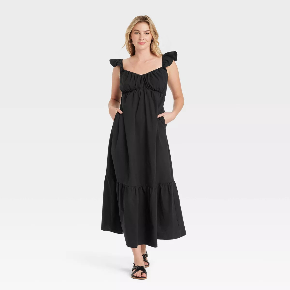 Women's Flutter Cap Sleeve Maxi A-Line Dress - Universal Thread™ | Target
