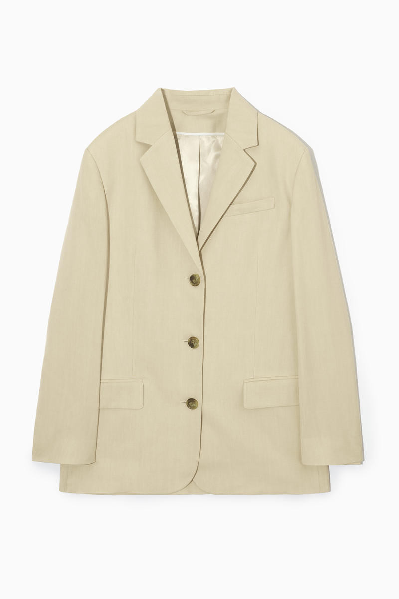 Relaxed Linen-Blend Blazer in Beige | COS UK