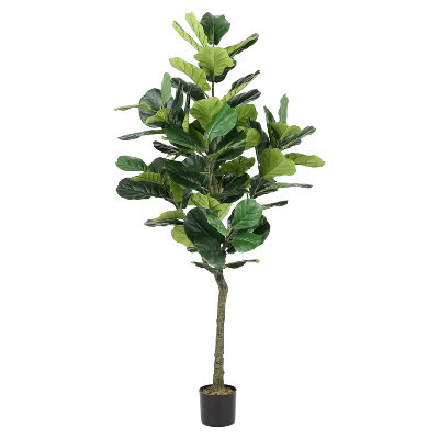 Artificial Tree - Faux 50" Potted Fiddle Leaf Fig Tree - FXP2002 - Green - Safavieh | Target