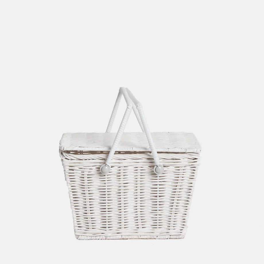 Piki Basket in White by Olli Ella | Kids Picnic Baskets | Bohemian Mama